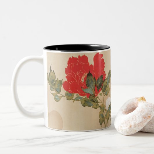 Japanische Peongs von Sakai Hōitsu Tasse (Mit Donut)