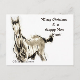 Japanische Pferde Samurai Art Reittier sumi Feiertagspostkarte