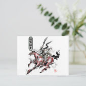 Japanische Pferde Samurai Art Reittier sumi Postkarte (Stehend Vorderseite)