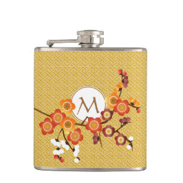 Japanische Pflaume blüht geometrische das Flachmann