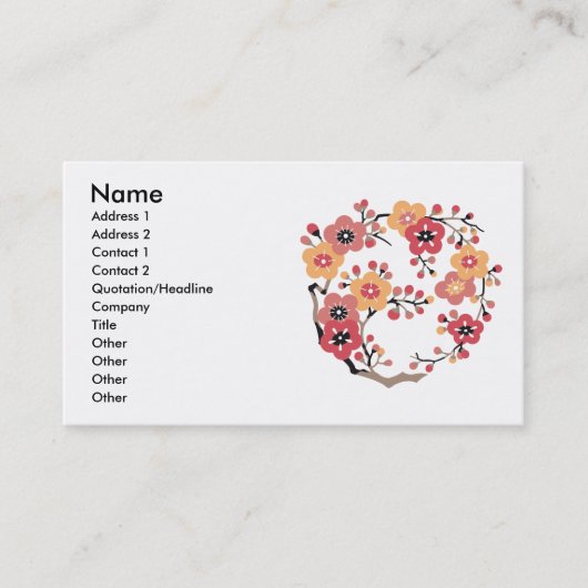 Japanische Pflaume blüht Kreis Visitenkarte (Vorderseite)