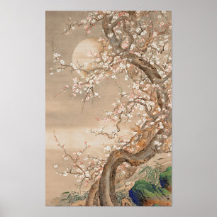 Japanische Pflaumenblüten im Mondlicht von Sō Shiz Poster