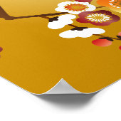 Japanische Pflaumenblüten Moon Gold Orange Red Bra Poster (Ecke)