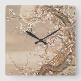 Japanische Pflaumenblüten Quadratische Wanduhr