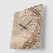 Japanische Pflaumenblüten Quadratische Wanduhr (Winkel)