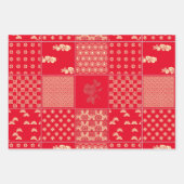 Japanische PixelArt-Blume-Mix-Muster Geschenkpapier Set (Vorderseite 2)