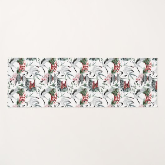 Japanische Pogoda, Brücke, Kran in Grau und Rot Yogamatte (Vorderseite (Horizontal))