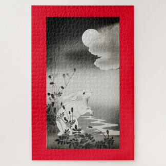 Japanische Printkaninchen betrachten das Mondpuzzl Puzzle