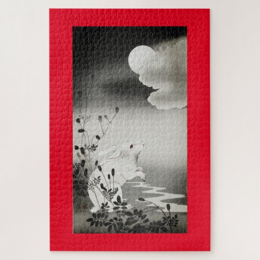 Japanische Printkaninchen betrachten das Mondpuzzl Puzzle (Vertikal)