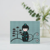 Japanische Puppe Postkarte (Stehend Vorderseite)