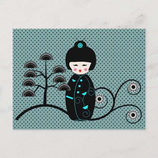 Japanische Puppe Postkarte (Vorderseite)