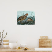 Japanische Quail Vintag Bird-Illustration Poster (Küche)