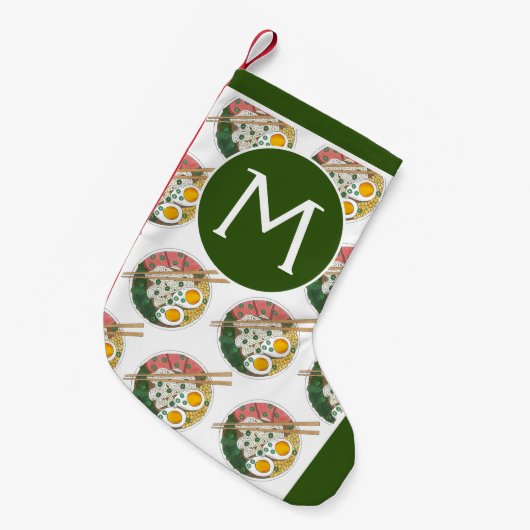 Japanische Ramen Noodle Soup Feinschmecker Monogra Kleiner Weihnachtsstrumpf (Vorderansicht (hängend))