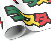 Japanische Rasta ラ タ grün, Gold und Rot Geschenkpapier (Rolleneckpunkt)