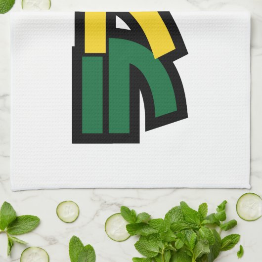 Japanische Rasta ラ タ grün, Gold und Rot Geschirrtuch (Gefaltet)