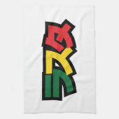 Japanische Rasta ラ タ grün, Gold und Rot Geschirrtuch (Vertikal)