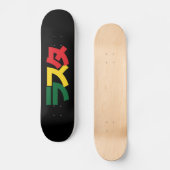 Japanische Rasta ラ タ grün, Gold und Rot Skateboard (Vorderseite)