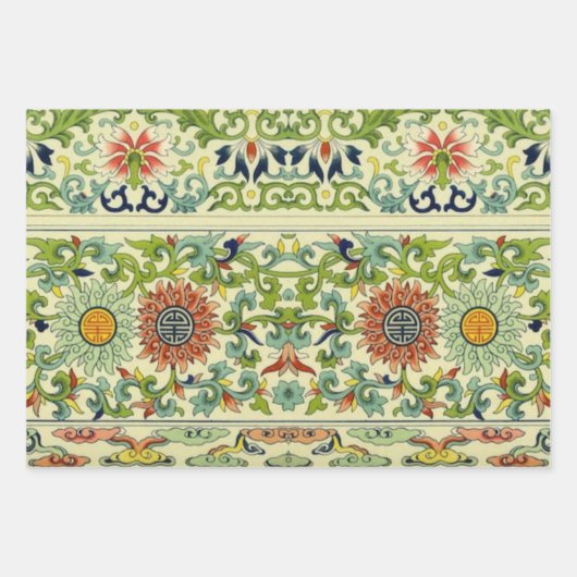 Japanische Reben, Vögel und Pimnelmuster Geschenkpapier Set (Vorderseite 3)