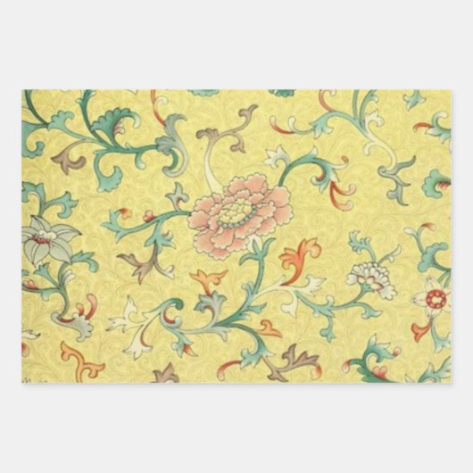 Japanische Reben, Vögel und Pimnelmuster Geschenkpapier Set (Vorderseite)