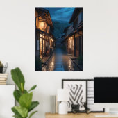 Japanische Regenstraße Street Art Poster (Heimbüro)