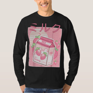Japanische Retro Niedliche Erdbeere Milchkarton ミ T-Shirt