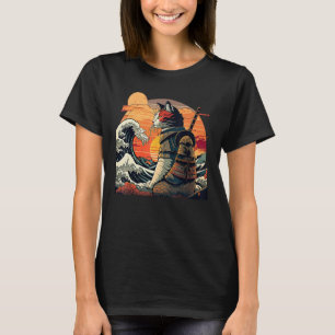 Japanische Retro-Samurai-Katze The Great Wave by H T-Shirt