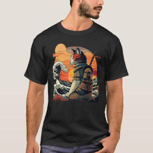 Japanische Retro-Samurai-Katze The Great Wave von  T-Shirt