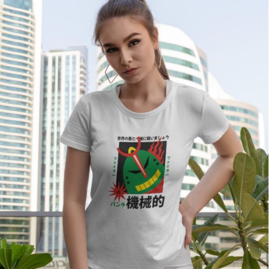Japanische Robot Green Head T-Shirt