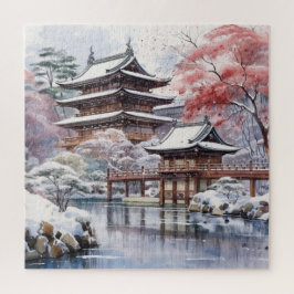Japanische Rosa Sakura Architektur Puzzle