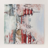 Japanische Rosa Sakura Architektur Puzzle (Horizontal)