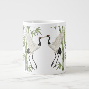 Japanische Rot-Kronen-Kranich-Stickerei Bambus-Ges Jumbo-Tasse