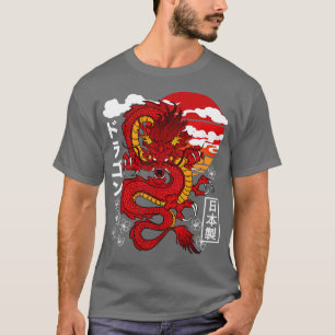 Japanische Rote Drache Asiatische Tattoo Inspirier T-Shirt