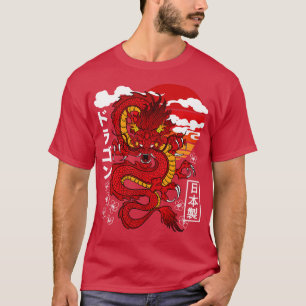 Japanische Rote Drache Asiatische Tattoo Inspirier T-Shirt