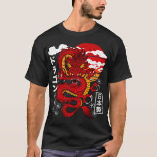 Japanische Rote Drache Asiatische Tattoo Inspirier T-Shirt