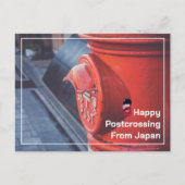 Japanische rote Mailbox glückliche Postüberquerung Postkarte (Vorderseite)