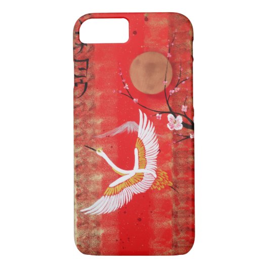 Japanische rote Malerei Kransonne Japans Case-Mate iPhone Hülle (Rückseite)