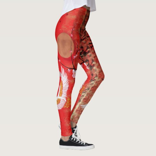 Japanische rote Malerei Kransonne Japans Leggings (Rechts)