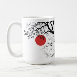 Japanische rote Sonne & Pinselbaum-Kunst Kaffeetasse