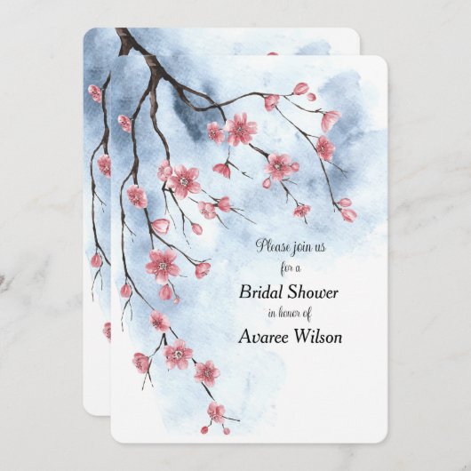 Japanische Sakura blüht Zweig Blauer Himmel Ankündigung (Vorne/Hinten)