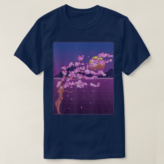 Japanische Sakura Blume Sunset Vaporwave Cherry Bl T-Shirt (Design vorne)