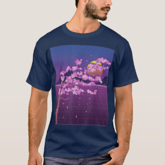 Japanische Sakura Blume Sunset Vaporwave Cherry Bl T-Shirt