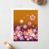 Japanische Sakura Blüten Gold & PLum Mitteilungskarte (Vorderseite/Rückseite Beispiel)