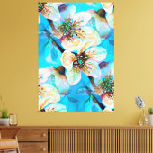 Japanische Sakura Kirschbaum Blume in Aqua Blue Leinwanddruck (Insitu (Wohnzimmer))