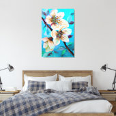 Japanische Sakura Kirschbaum Blume in Aqua Blue Leinwanddruck (Insitu (Schlafzimmer))
