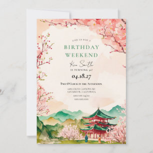 Japanische Sakura-Kirschblüten-Geburtstagsfeier Einladung