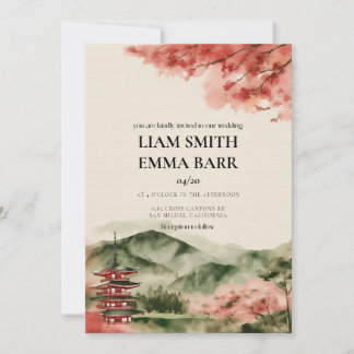 Japanische Sakura-Kirschblüten-Hochzeitseinladung Einladung