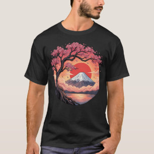 Japanische Sakura Mount Fuji Landschaft Vintage T-Shirt