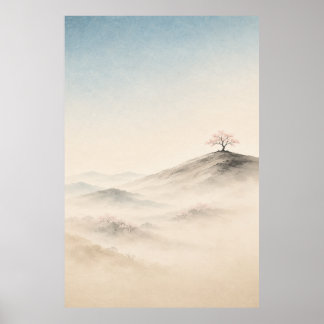Japanische Sakura-Nacht Japandi-Wandkunstposter Poster