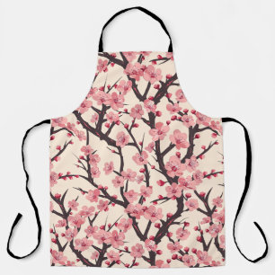 Japanische Sakura Rosa Blüte Dunkler Zweig Creme Schürze