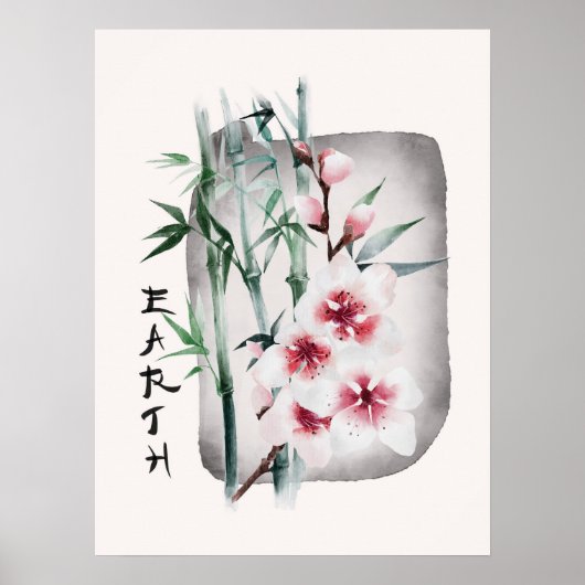 Japanische Sakura Rosa Kirschblüten Natur Erde Poster (Vorne)